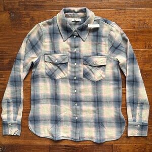 NWT Madewell flannel snap front shirt in plaid, size 4
